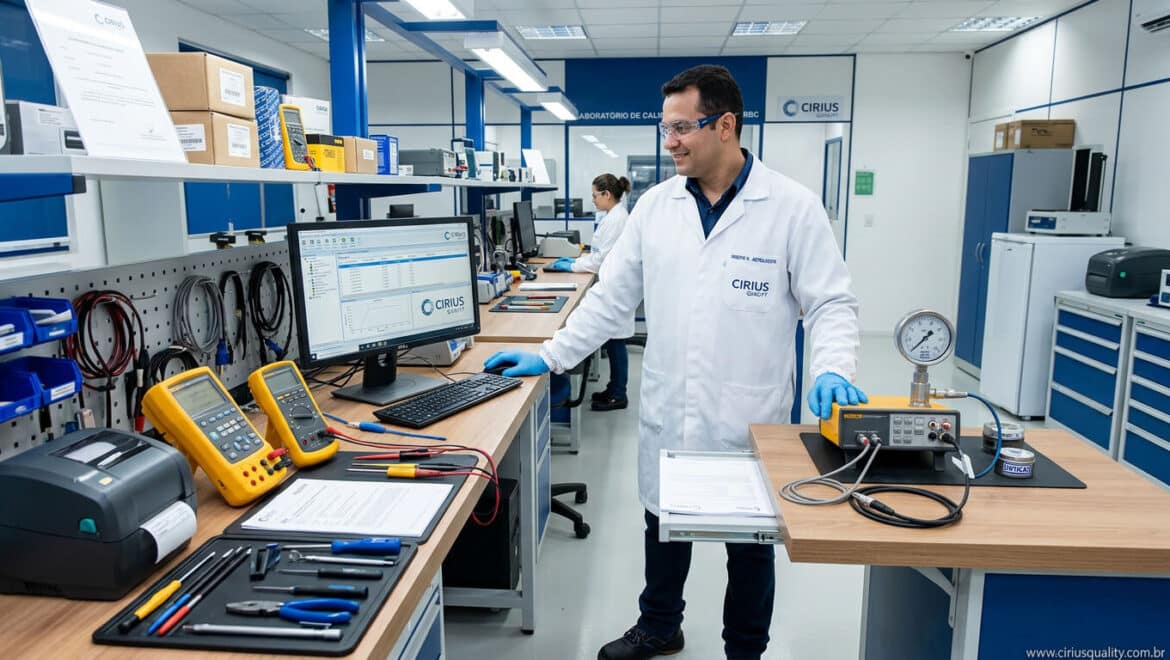Bancada de calibração completa de pressão com padrões e sistema de aquisição de dados