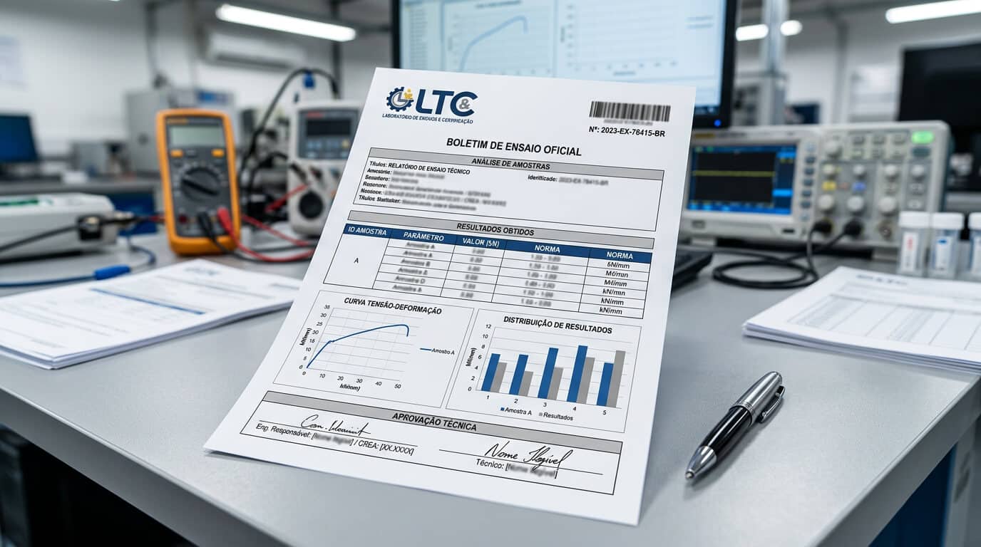 Boletim de ensaio oficial emitido por laboratório acreditado conforme ISO 17025