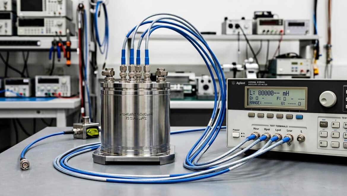 Bobina padrão de precisão para calibração de medidores LCR em laboratório de metrologia elétrica